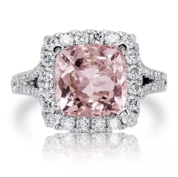 🎀925-5ct. Pink Topaz and Diamonique Ring - Picture 3 of 5